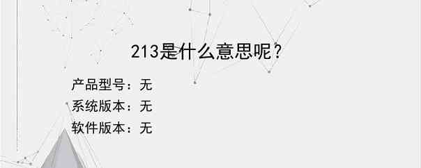 213是什么意思呢？