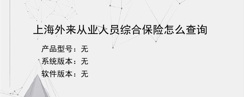 上海外来从业人员综合保险怎么查询