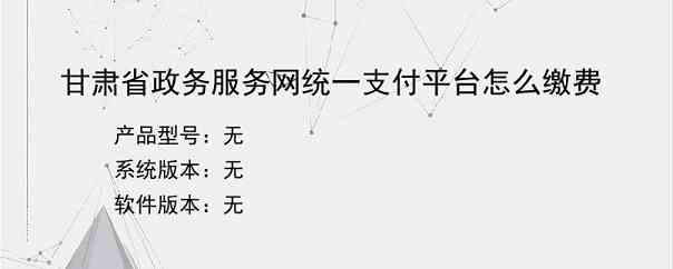 甘肃省政务服务网统一支付平台怎么缴费