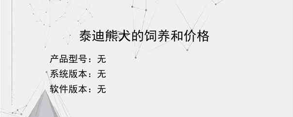 泰迪熊犬的饲养和价格