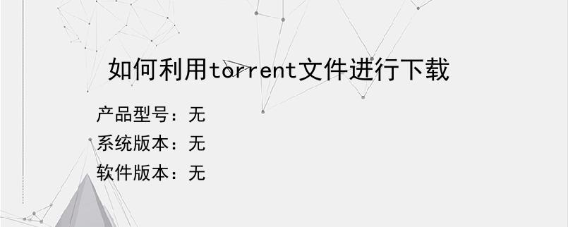 如何利用torrent文件进行下载