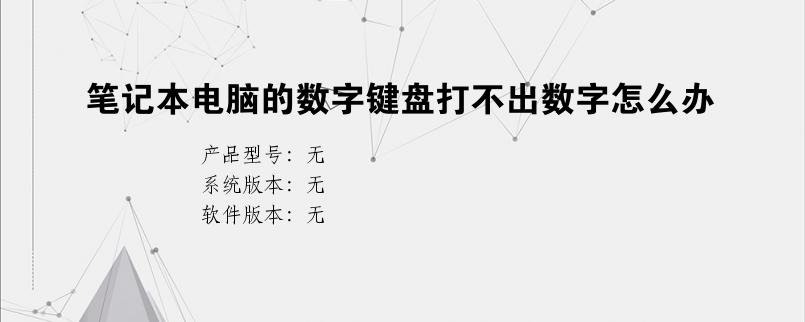 笔记本电脑的数字键盘打不出数字怎么办？