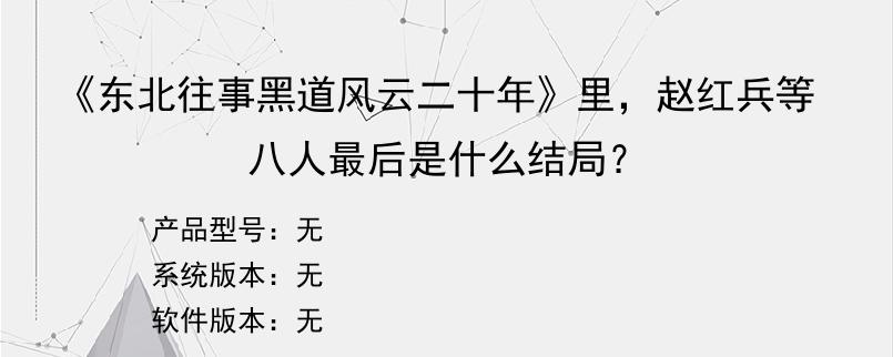 《东北往事黑道风云二十年》里，赵红兵等八人最后是什么结局？