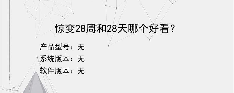 惊变28周和28天哪个好看？