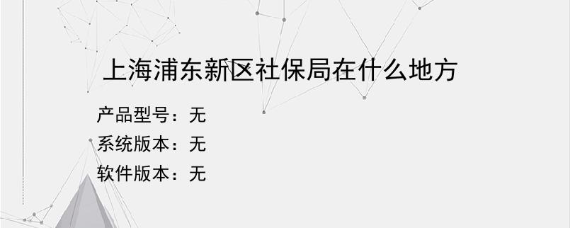 上海浦东新区社保局在什么地方