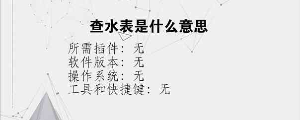 查水表是什么意思